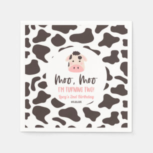 Moo Moo Ik draai twee Koe 2e verjaardagsfeestje Servet