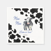 Moo moo koe zwarte en blauwe koe verjaardag servet (Voorkant)