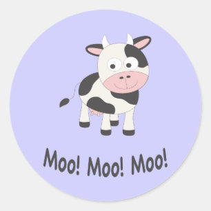 Moo Moo Moo Cute Cartoon Koe Ronde Sticker