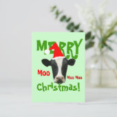 Moo Moo Moo Joyeux Noël Vache Carte postale (Debout devant)