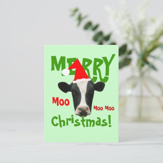 Moo Moo Moo Joyeux Noël Vache Carte postale (Debout devant)