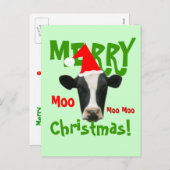 Moo Moo Moo Joyeux Noël Vache Carte postale (Devant / Derrière)