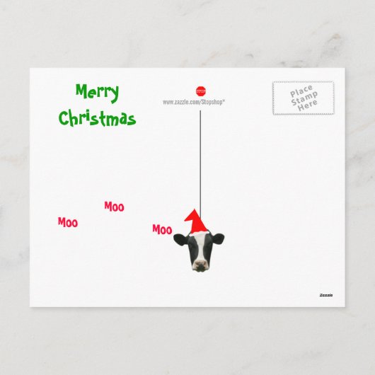 Moo Moo Moo Joyeux Noël Vache Carte postale (Dos)