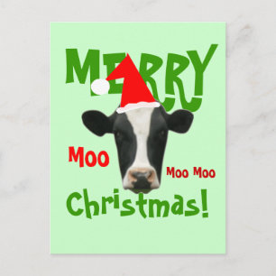 Moo Moo Moo Joyeux Noël Vache Carte postale