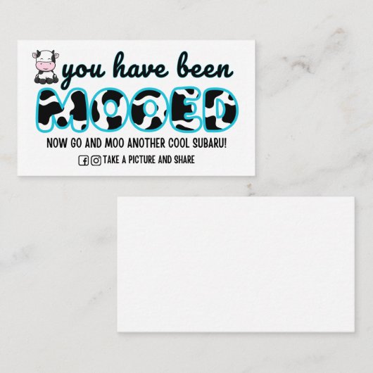 Moo Moo Subaroo Je bent gemooed Kaart Labels (Voorkant / Achterkant)
