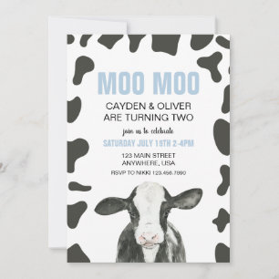 Moo Moo we worden TWEE Flanellen Verjaardag Kaart
