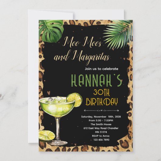 Moo Moos and Margaritas party Invitation (Devant)