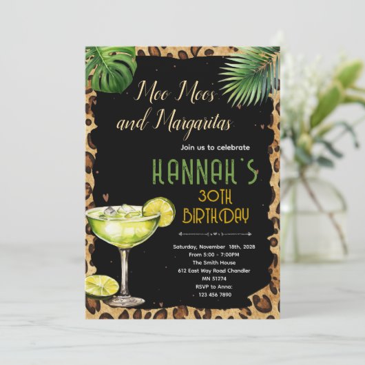 Moo Moos and Margaritas party Invitation (Debout devant)