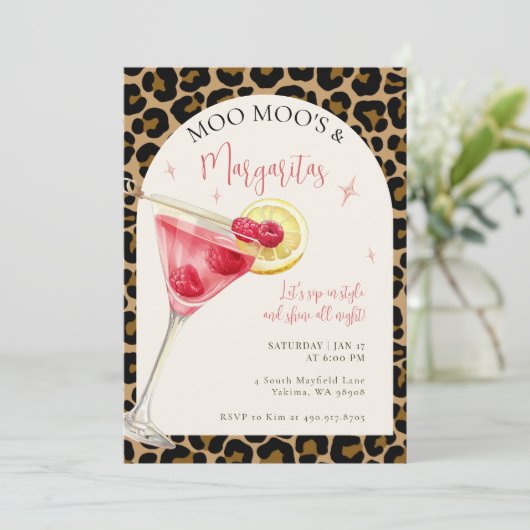 Moo Moos And Margaritas Party Kaart (Staand voorkant)