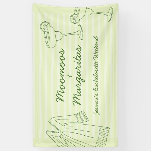 Moo Moos & Margaritas Groen Uitstapje Voor Vrijgez Spandoek (Verticaal)