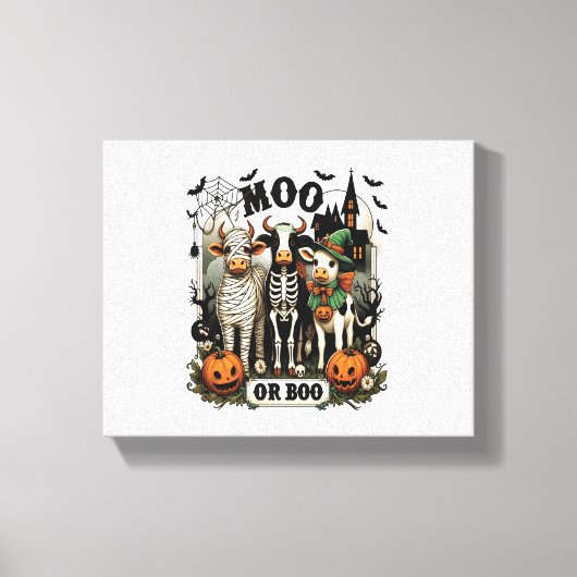 Moo of Boo Halloween Koe Canvas Afdruk (Voorkant)
