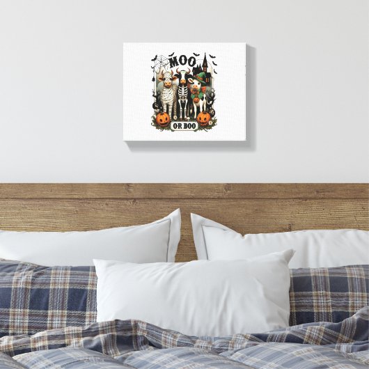 Moo of Boo Halloween Koe Canvas Afdruk (Insitu (Slaapkamer))