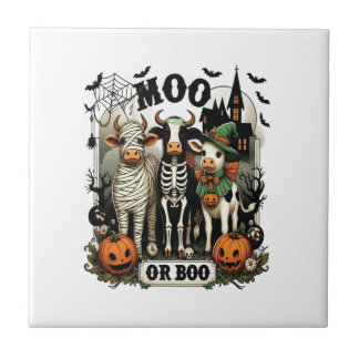 Moo of Boo Halloween Koe Tegeltje