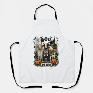 Moo or Boo Halloween Koe Schort