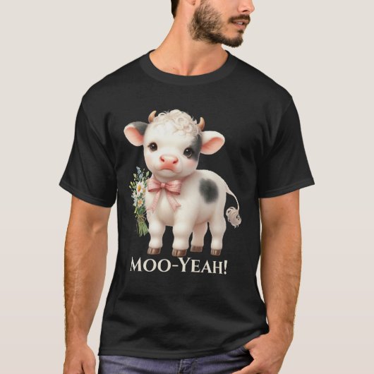 Moo-Ouais Funny Baby Cow T-shirt (Devant)