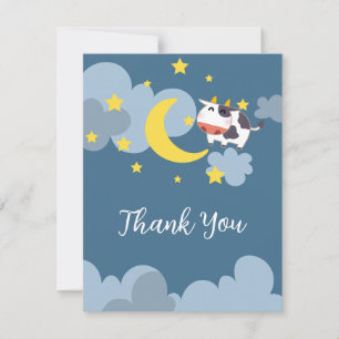 Moo Over The Moon Baby shower Bedankkaart
