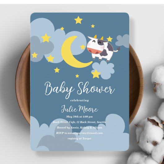 Moo Over the Moon Baby shower Invitation
