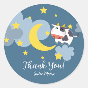 Moo Over the Moon Baby shower Ronde Sticker