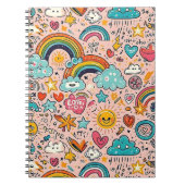 Moo patroon met regenboogdoodles notitieboek (Voorkant)