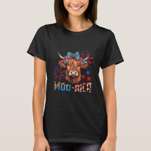 Moo-rica Highland Koe 4 juli herdenkingsdag T-shirt