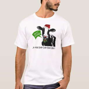 Moo rry Kerstmis! Funny Holiday Cow in Santa Hat T-shirt