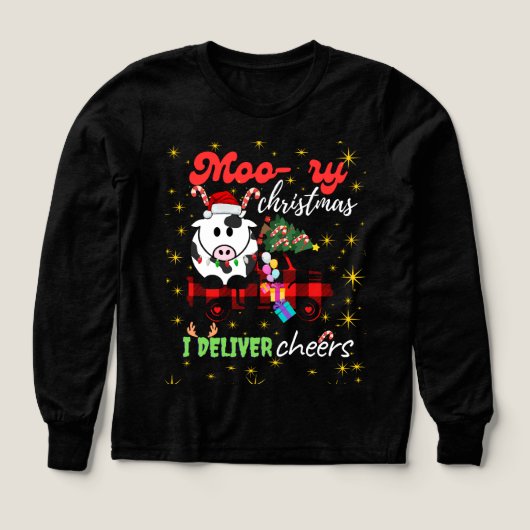 Moo-ry Christmas Cow in Plaid Truck Holiday design (Motif recto)