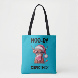Moo-ry Christmas Schotse Hoogland Koe Draagtas