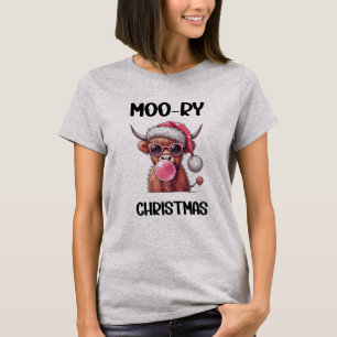 Moo-ry Christmas Schotse Hoogland Koe T-shirt