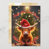 Moo Schattige Schotse Hoogland Koe Landelijke Kers Feestdagenkaart (Voorkant / Achterkant)