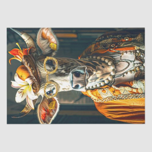  Moo-schitterende Marigold Koe Decoupage Tissuepapier (Voorkant)