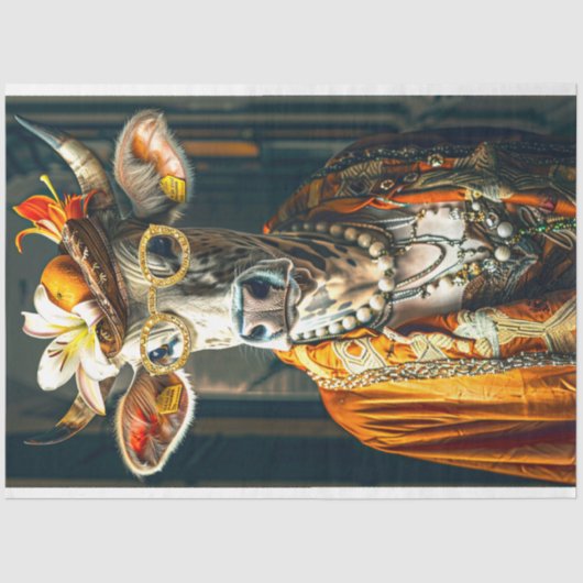  Moo-schitterende Marigold Koe Decoupage Tissuepapier (Voorkant)