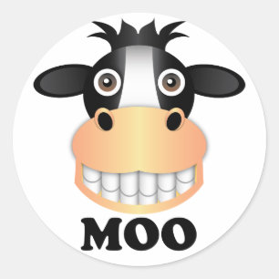 Moo - Sticker rond classique,  brillant