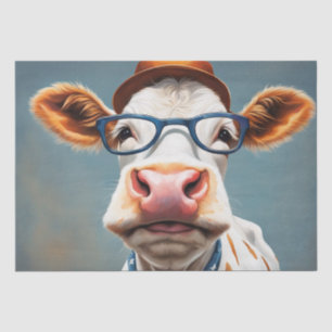 Moo-tiful Style: Koe in Pet en brillenglazen Decou Tissuepapier