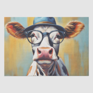Moo-tiful Style: Koe in Pet en brillenglazen Decou Tissuepapier