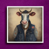 Moo-Tique Denim - Funny koe in een kostume Poster