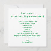 Moo - ve over ! Fête de la vache, invitation d'ann (Dos)