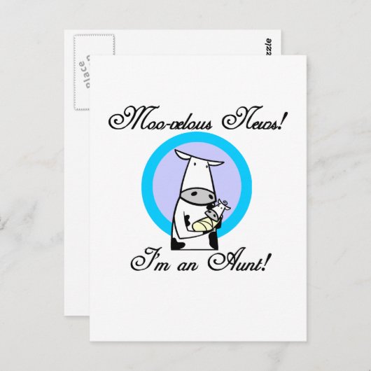 Moo-velous Nieuwe Tante Tshirts en Geschenken Briefkaart (Voorkant / Achterkant)