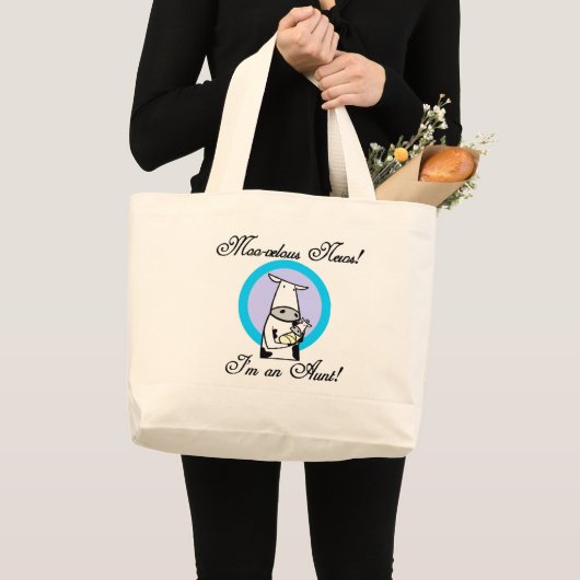 Moo-velous Nieuwe Tante Tshirts en Geschenken Grote Tote Bag (Voorkant (product))