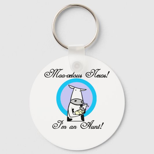 Moo-velous Nieuwe Tante Tshirts en Geschenken Sleutelhanger (Voorkant)
