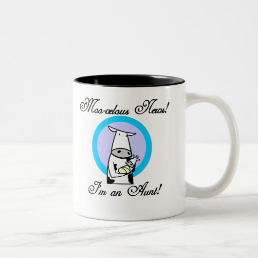 Moo-velous Nieuwe Tante Tshirts en Geschenken Tweekleurige Koffiemok (Rechts)