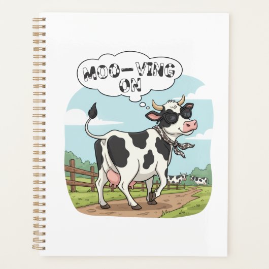 "Moo-ving On" Cow - Funny & Stylish Farm Humor! (Devant)