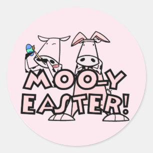 Moo-y Pasen T-shirts en geschenken Ronde Sticker