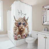 "Moo, y'all" Rideau de douche de vache Highland (En situation)