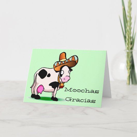 Moochas Gracias Carte de remerciements à la vache (Devant)