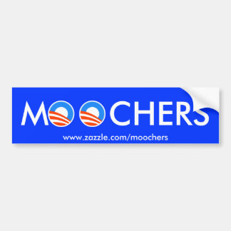 Moochers bumper sticker op blauw