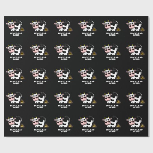 Mooclear Bomb Funny Koe Pun Dark BG Cadeaupapier (Vlak)