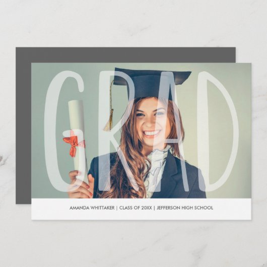 Mood Grad Lettres Faire-part d'obtention d'un dipl (Devant / Derrière)