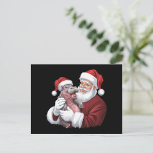 Moodeng Christmas Funny Santa Claus Feestdagenkaart