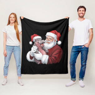 Moodeng Christmas Funny  Santa Claus Fleece Deken