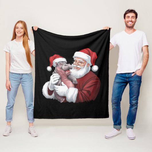 Moodeng Christmas Funny Santa Claus Fleece Deken (In situ)
